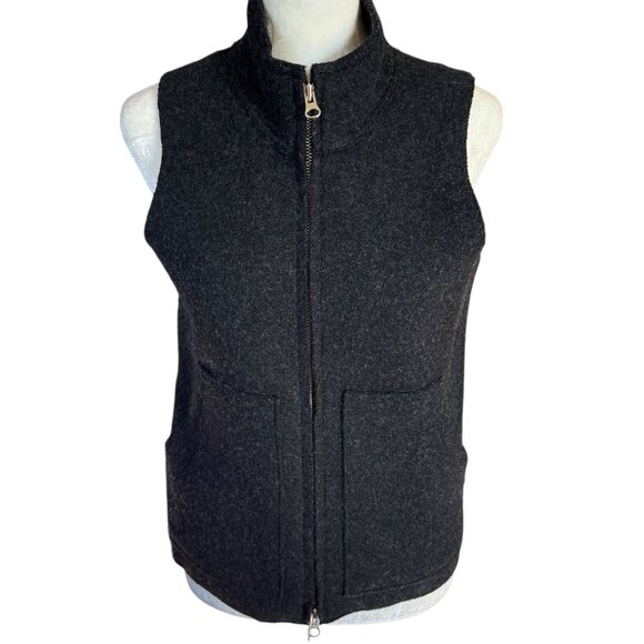 J. Crew black sleeveless mock neck zip up wool sweater vest with pockets size XS - Picture 1 of 8
